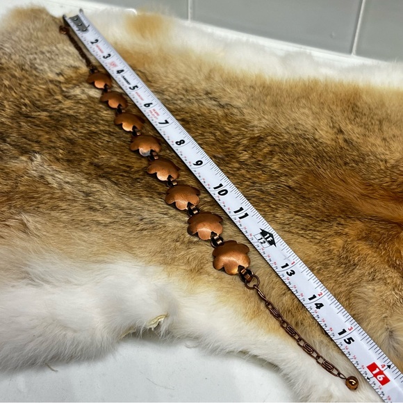 1950’s Copper Costume Choker Necklace Flower Shaped Metal Chain 16” Renoir? - Picture 6 of 6